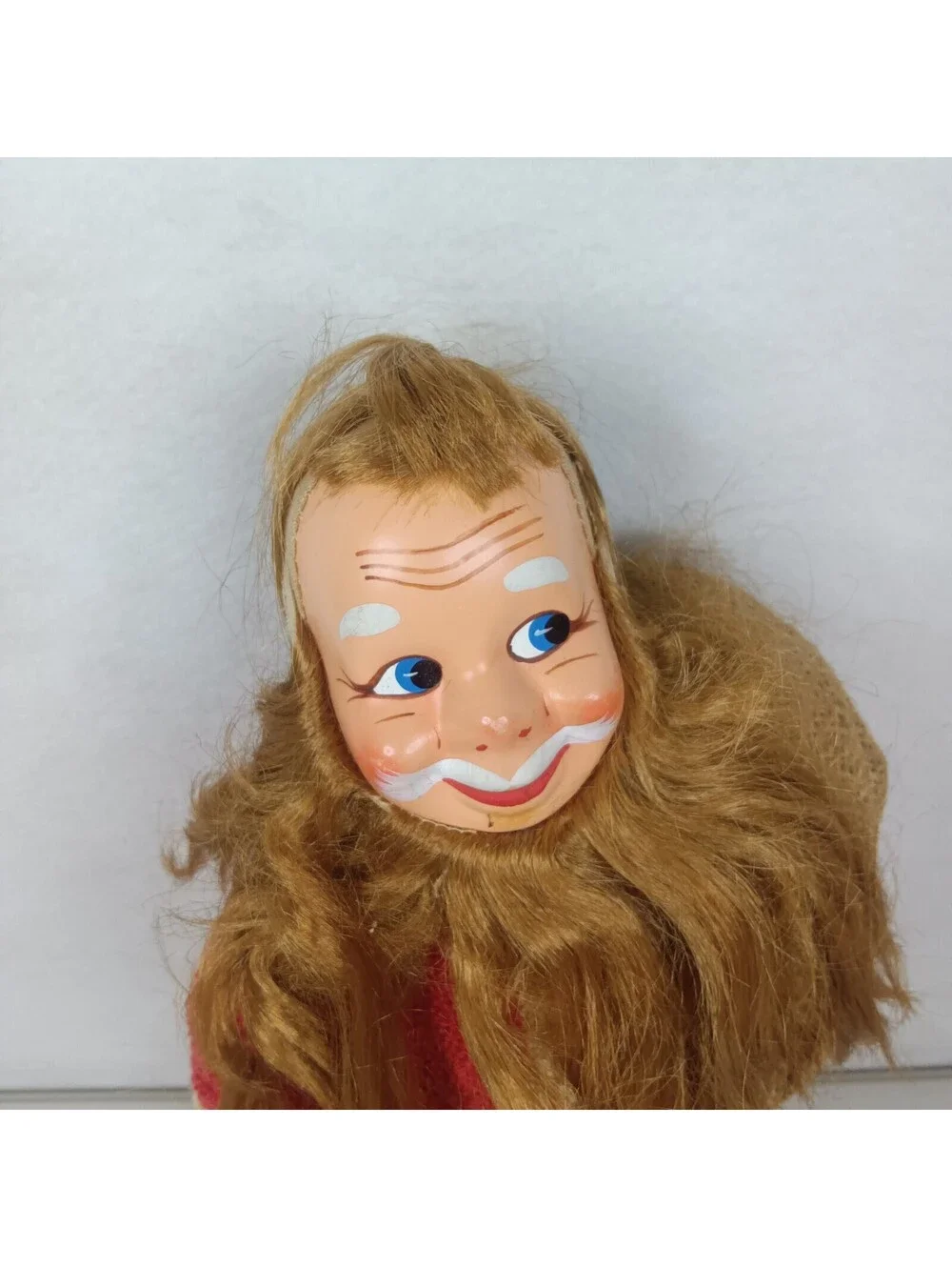 Vintage Kitschy Hand Painted Santa Claus Doll with Brown Beard
